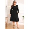 imagePOSESHE Womens Plus Size Dresses Short Sleeve Summer Casual Cute Loose Pleated Tiered Swing TShirt Dresses with PocketsB1black