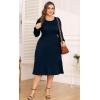 imagePOSESHE Womens Plus Size Dresses Short Sleeve Summer Casual Cute Loose Pleated Tiered Swing TShirt Dresses with PocketsB2navy Blue