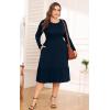 imagePOSESHE Womens Plus Size Dresses Short Sleeve Summer Casual Cute Loose Pleated Tiered Swing TShirt Dresses with PocketsB2navy Blue