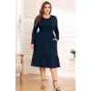 imagePOSESHE Womens Plus Size Dresses Short Sleeve Summer Casual Cute Loose Pleated Tiered Swing TShirt Dresses with PocketsB2navy Blue