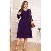 imagePOSESHE Womens Plus Size Dresses Short Sleeve Summer Casual Cute Loose Pleated Tiered Swing TShirt Dresses with PocketsB3purple