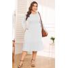 imagePOSESHE Womens Plus Size Dresses Short Sleeve Summer Casual Cute Loose Pleated Tiered Swing TShirt Dresses with PocketsB5white