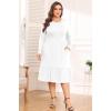 imagePOSESHE Womens Plus Size Dresses Short Sleeve Summer Casual Cute Loose Pleated Tiered Swing TShirt Dresses with PocketsB5white