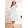 imagePOSESHE Womens Plus Size Dresses Short Sleeve Summer Casual Cute Loose Pleated Tiered Swing TShirt Dresses with PocketsB5white