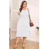 imagePOSESHE Womens Plus Size Dresses Short Sleeve Summer Casual Cute Loose Pleated Tiered Swing TShirt Dresses with PocketsB5white
