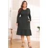 imagePOSESHE Womens Plus Size Dresses Short Sleeve Summer Casual Cute Loose Pleated Tiered Swing TShirt Dresses with PocketsB6grey