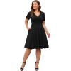 imagePOSESHE Womens Plus Size Dresses Summer Short Sleeve Wrap VNeck Sundress Casual Wedding Guest Cocktail Dress with Pockets11black