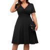 imagePOSESHE Womens Plus Size Dresses Summer Short Sleeve Wrap VNeck Sundress Casual Wedding Guest Cocktail Dress with Pockets11black