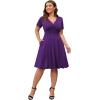 imagePOSESHE Womens Plus Size Dresses Summer Short Sleeve Wrap VNeck Sundress Casual Wedding Guest Cocktail Dress with Pockets13purple