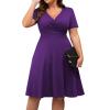 imagePOSESHE Womens Plus Size Dresses Summer Short Sleeve Wrap VNeck Sundress Casual Wedding Guest Cocktail Dress with Pockets13purple