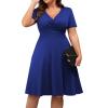 imagePOSESHE Womens Plus Size Dresses Summer Short Sleeve Wrap VNeck Sundress Casual Wedding Guest Cocktail Dress with Pockets15royal Blue