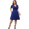 imagePOSESHE Womens Plus Size Dresses Summer Short Sleeve Wrap VNeck Sundress Casual Wedding Guest Cocktail Dress with Pockets15royal Blue