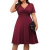 imagePOSESHE Womens Plus Size Dresses Summer Short Sleeve Wrap VNeck Sundress Casual Wedding Guest Cocktail Dress with Pockets16wine Red