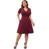imagePOSESHE Womens Plus Size Dresses Summer Short Sleeve Wrap VNeck Sundress Casual Wedding Guest Cocktail Dress with Pockets16wine Red