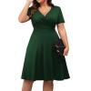 imagePOSESHE Womens Plus Size Dresses Summer Short Sleeve Wrap VNeck Sundress Casual Wedding Guest Cocktail Dress with Pockets17green