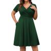 imagePOSESHE Womens Plus Size Dresses Summer Short Sleeve Wrap VNeck Sundress Casual Wedding Guest Cocktail Dress with Pockets17green