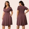 imagePOSESHE Womens Plus Size Dresses Summer Short Sleeve Wrap VNeck Sundress Casual Wedding Guest Cocktail Dress with Pockets18bean Red