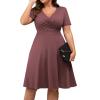 imagePOSESHE Womens Plus Size Dresses Summer Short Sleeve Wrap VNeck Sundress Casual Wedding Guest Cocktail Dress with Pockets18bean Red