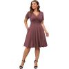 imagePOSESHE Womens Plus Size Dresses Summer Short Sleeve Wrap VNeck Sundress Casual Wedding Guest Cocktail Dress with Pockets18bean Red
