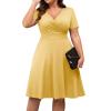 imagePOSESHE Womens Plus Size Dresses Summer Short Sleeve Wrap VNeck Sundress Casual Wedding Guest Cocktail Dress with Pockets18khaki