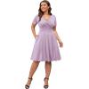 imagePOSESHE Womens Plus Size Dresses Summer Short Sleeve Wrap VNeck Sundress Casual Wedding Guest Cocktail Dress with Pockets18light Purple