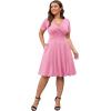 imagePOSESHE Womens Plus Size Dresses Summer Short Sleeve Wrap VNeck Sundress Casual Wedding Guest Cocktail Dress with Pockets18pink