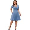 imagePOSESHE Womens Plus Size Dresses Summer Short Sleeve Wrap VNeck Sundress Casual Wedding Guest Cocktail Dress with Pockets18sky Blue