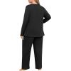 imagePOSESHE Womens Plus Size Short Sleeve Pajama Sets 2 Piece Lounge Sleepwear Ladies Pjs Sets with Pockets LoungeBlack