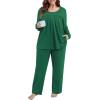 imagePOSESHE Womens Plus Size Short Sleeve Pajama Sets 2 Piece Lounge Sleepwear Ladies Pjs Sets with Pockets LoungeGreen