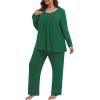 imagePOSESHE Womens Plus Size Short Sleeve Pajama Sets 2 Piece Lounge Sleepwear Ladies Pjs Sets with Pockets LoungeGreen