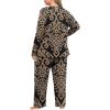 imagePOSESHE Womens Plus Size Short Sleeve Pajama Sets 2 Piece Lounge Sleepwear Ladies Pjs Sets with Pockets LoungeKhaki Floral