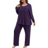 imagePOSESHE Womens Plus Size Short Sleeve Pajama Sets 2 Piece Lounge Sleepwear Ladies Pjs Sets with Pockets LoungePurple