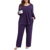 imagePOSESHE Womens Plus Size Short Sleeve Pajama Sets 2 Piece Lounge Sleepwear Ladies Pjs Sets with Pockets LoungePurple
