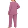 imagePOSESHE Womens Plus Size Short Sleeve Pajama Sets 2 Piece Lounge Sleepwear Ladies Pjs Sets with Pockets LoungePurple Red