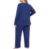 imagePOSESHE Womens Plus Size Short Sleeve Pajama Sets 2 Piece Lounge Sleepwear Ladies Pjs Sets with Pockets LoungeRoyal Blue