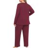 imagePOSESHE Womens Plus Size Short Sleeve Pajama Sets 2 Piece Lounge Sleepwear Ladies Pjs Sets with Pockets LoungeWine Red