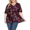B02 Short- Floral Wine Red