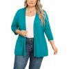 imagePOSESHE Womens Plus Size Casual Lightweight Open Front Cardigans Soft Draped 34 Sleeve CardiganAcid Blue