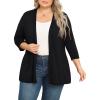 imagePOSESHE Womens Plus Size Casual Lightweight Open Front Cardigans Soft Draped 34 Sleeve CardiganBlack