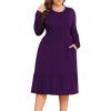 imagePOSESHE Womens Plus Size Dresses Short Sleeve Summer Casual Cute Loose Pleated Tiered Swing TShirt Dresses with PocketsB3purple