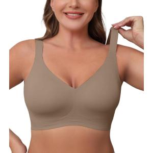 imagePOSESHE Womens Wirefree Bras Full Coverage No Underwire Everyday Bras Comfortable Wireless Padded TShirt BraletteCoffee
