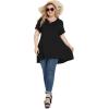 imagePOSESHE Plus Size Tunic Tops Women L5X Long Sleeve Button Basic Loose Tee Shirts Casual Flowy Swing V Neck Blouse TShirtB01 Black