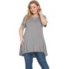 imagePOSESHE Plus Size Tunic Tops Women L5X Long Sleeve Button Basic Loose Tee Shirts Casual Flowy Swing V Neck Blouse TShirtB02 Heather Gray