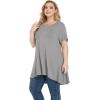 imagePOSESHE Plus Size Tunic Tops Women L5X Long Sleeve Button Basic Loose Tee Shirts Casual Flowy Swing V Neck Blouse TShirtB02 Heather Gray