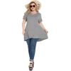 imagePOSESHE Plus Size Tunic Tops Women L5X Long Sleeve Button Basic Loose Tee Shirts Casual Flowy Swing V Neck Blouse TShirtB02 Heather Gray