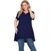 imagePOSESHE Plus Size Tunic Tops Women L5X Long Sleeve Button Basic Loose Tee Shirts Casual Flowy Swing V Neck Blouse TShirtB03 Navy