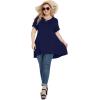 imagePOSESHE Plus Size Tunic Tops Women L5X Long Sleeve Button Basic Loose Tee Shirts Casual Flowy Swing V Neck Blouse TShirtB03 Navy