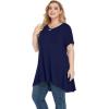 imagePOSESHE Plus Size Tunic Tops Women L5X Long Sleeve Button Basic Loose Tee Shirts Casual Flowy Swing V Neck Blouse TShirtB03 Navy