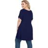imagePOSESHE Plus Size Tunic Tops Women L5X Long Sleeve Button Basic Loose Tee Shirts Casual Flowy Swing V Neck Blouse TShirtB03 Navy