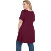 imagePOSESHE Plus Size Tunic Tops Women L5X Long Sleeve Button Basic Loose Tee Shirts Casual Flowy Swing V Neck Blouse TShirtB04 Wine Red